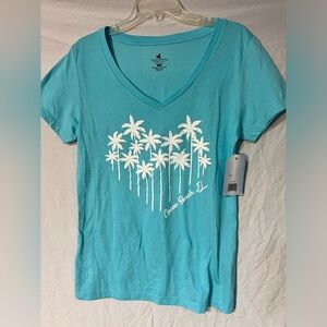 Cocoa Beach Fl shirt blue palm trees NWT